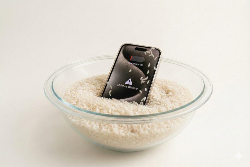 手機進水千萬不要放進米裏除濕