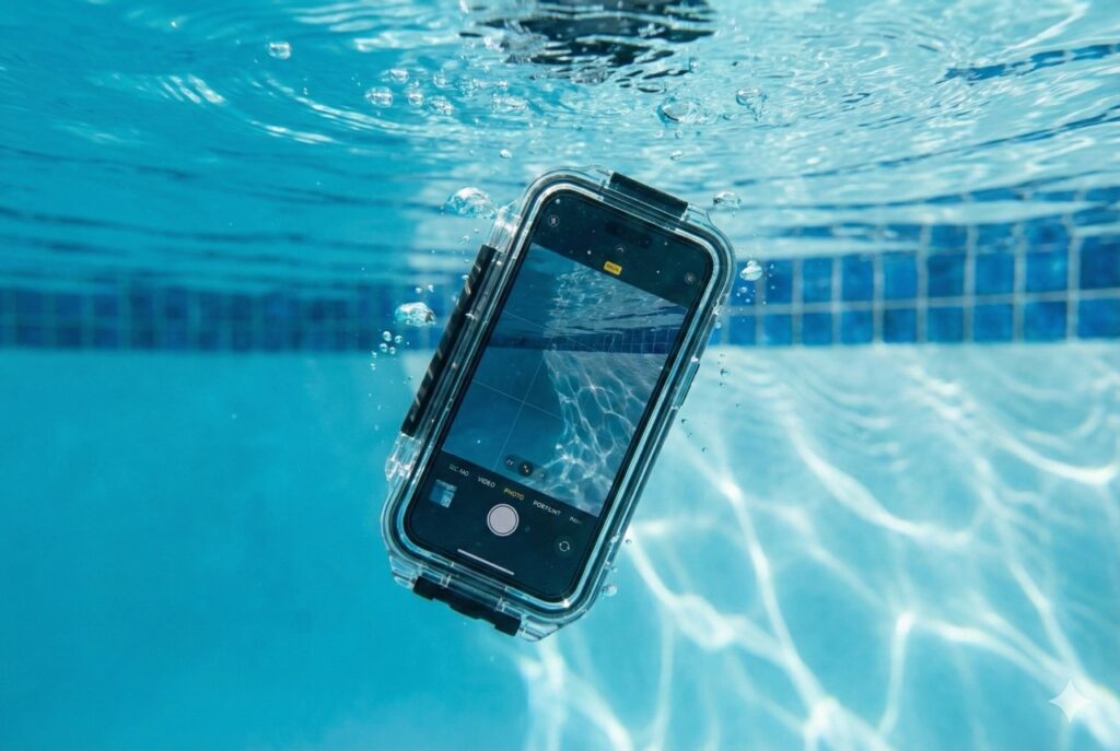 常見手機進水情況：潛水，要使用專門的防水保護措施