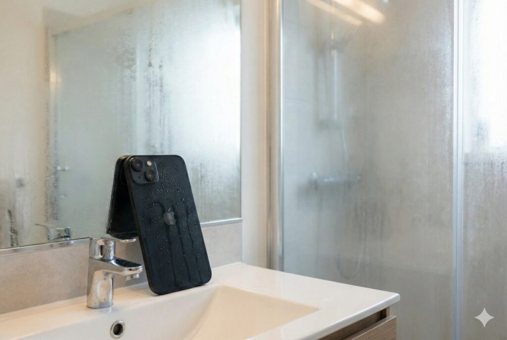 常見手機進水情況：帶手機進浴室